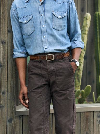 imogene + willie hencye washed canvas workpant in carob