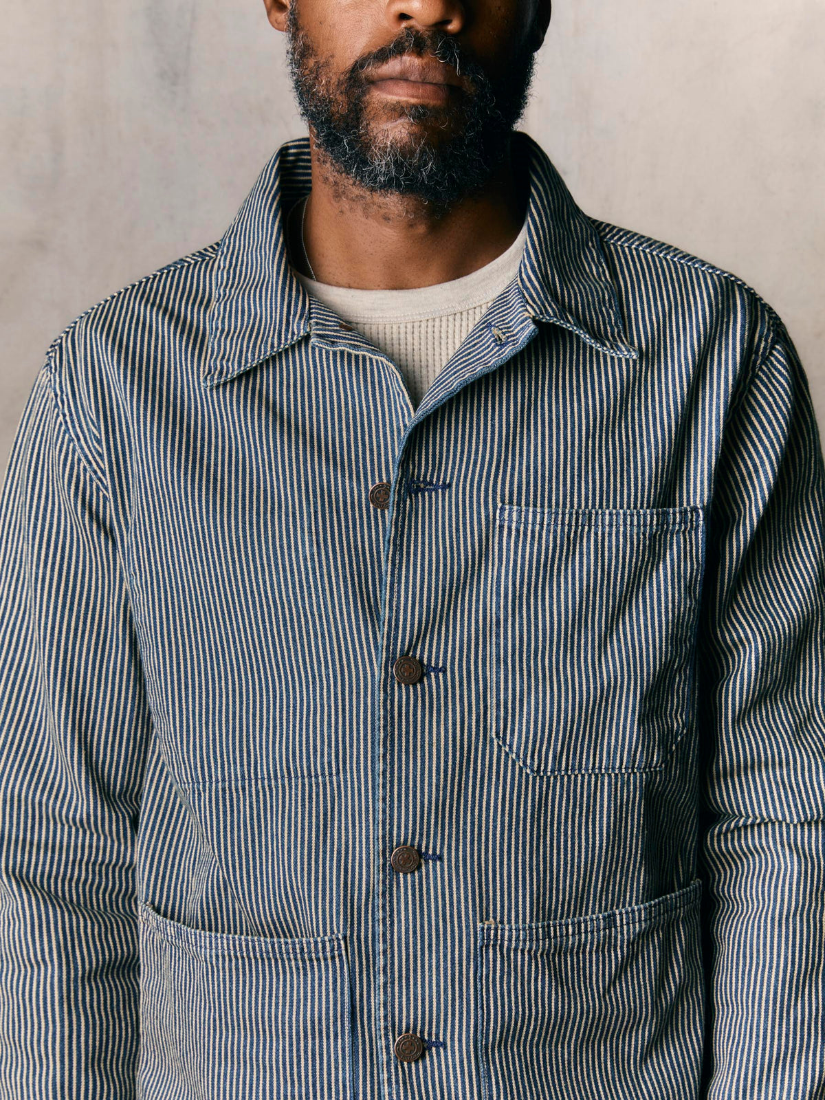 imogene + willie the utility coat in hickory stripe