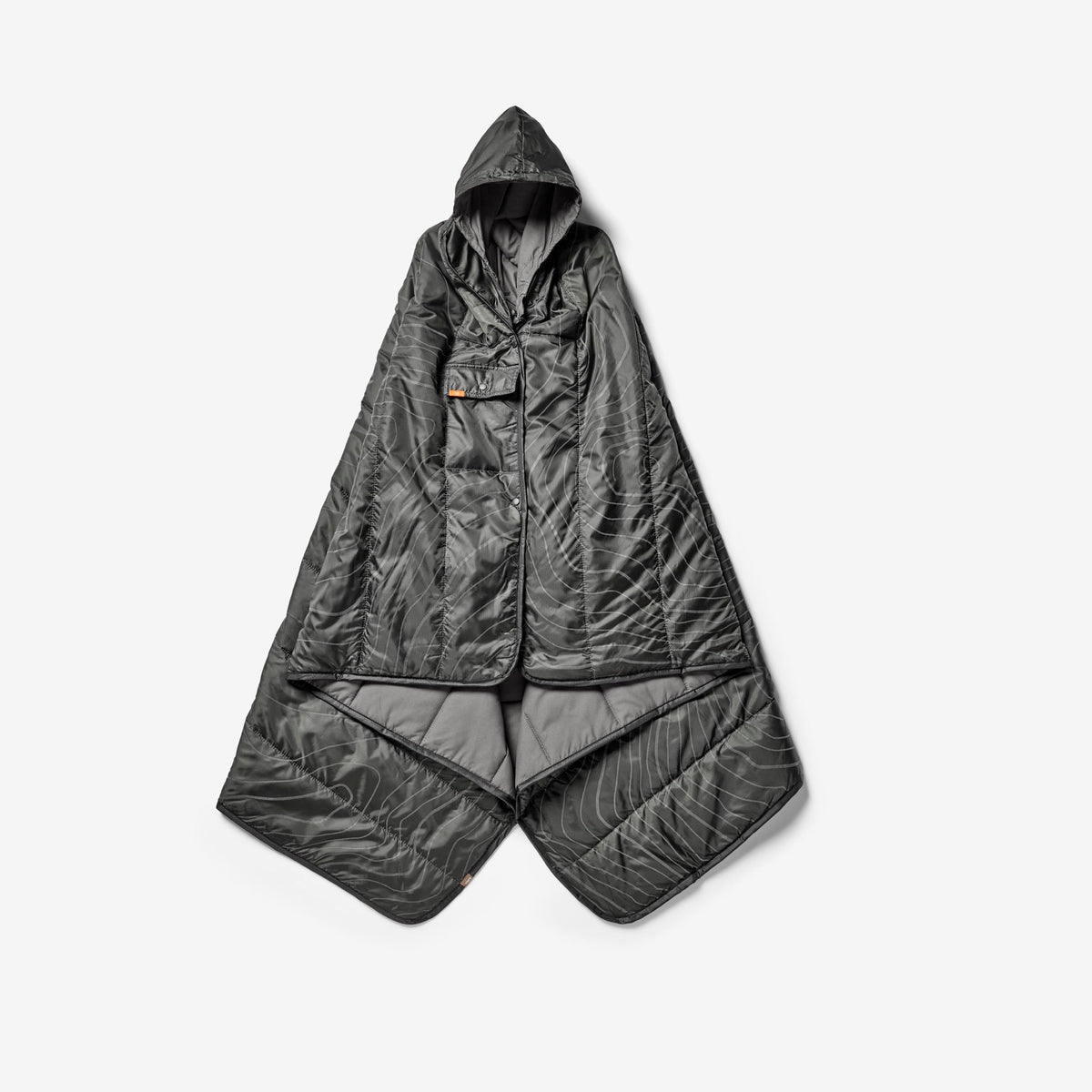 Wren Puffy Blanket Poncho Reflective Charcoal