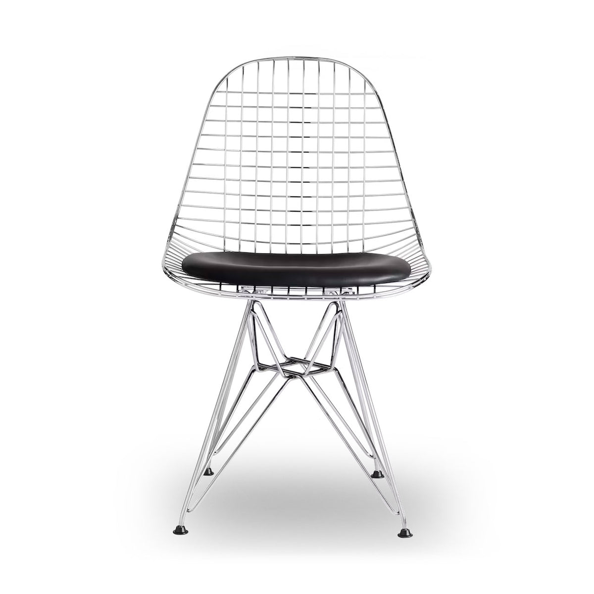 Eames Chrome Wire Chair Chrome w Black Seat Pad