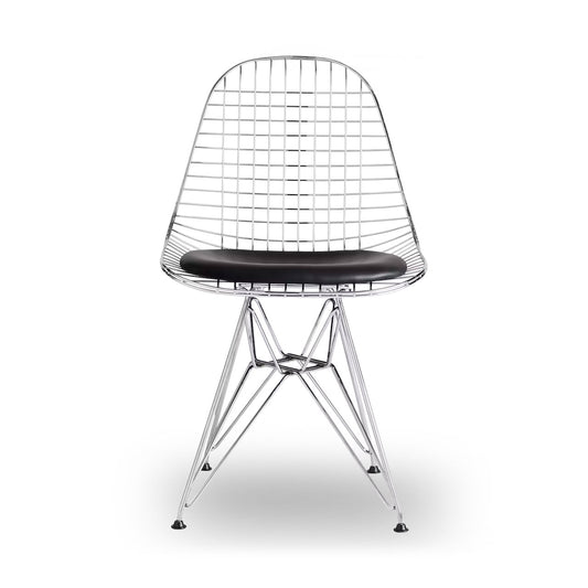 Eames Chrome Wire Chair Chrome w Black Seat Pad