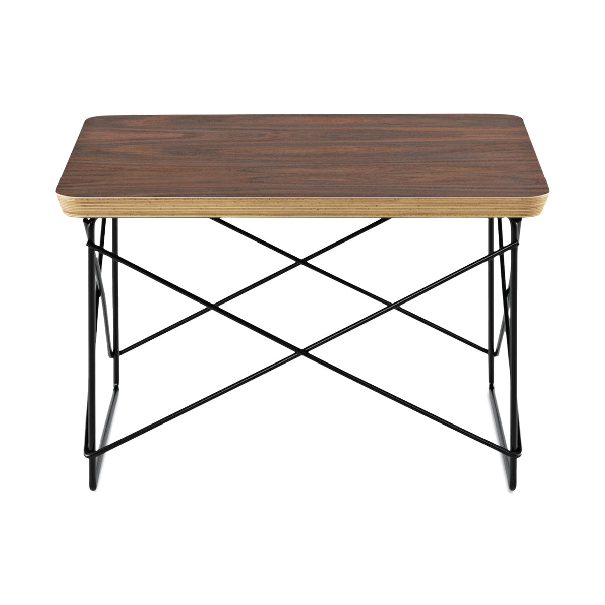 Eames Wire Base Low Table Black Base Walnut Top