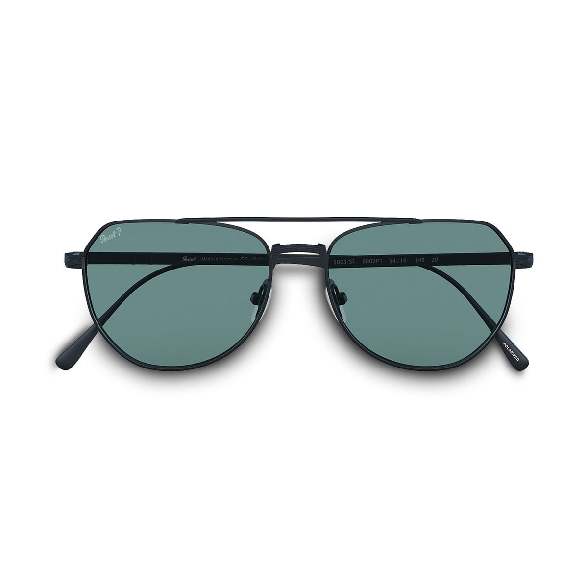 Persol Titanium Aviator Sunglasses Brushed Navy Polarized Light Blue