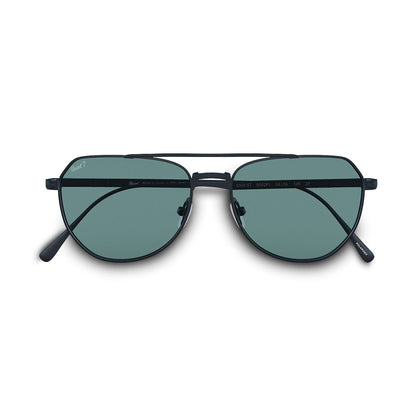 Persol Titanium Aviator Sunglasses Brushed Navy Polarized Light Blue