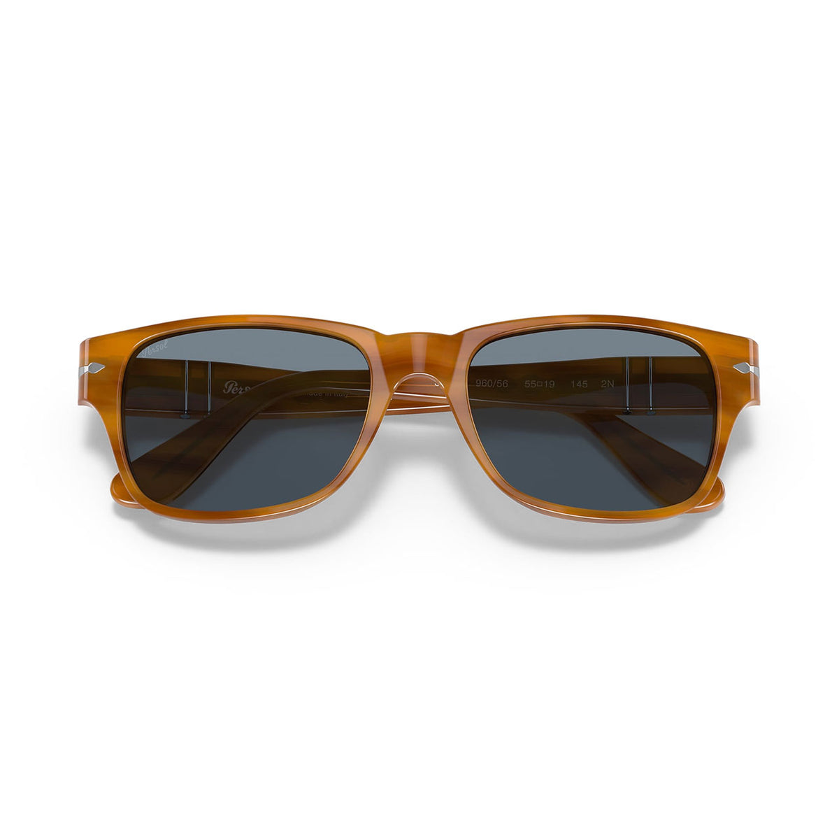 Persol 3288S Sunglasses Striped Brown Light Blue Lens