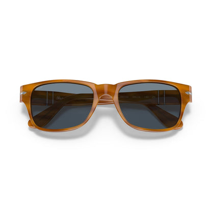 Persol 3288S Sunglasses Striped Brown Light Blue Lens