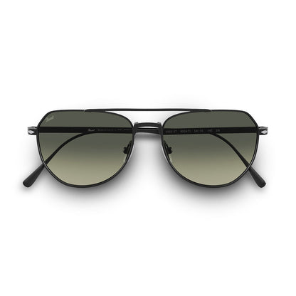 Persol Titanium Aviator Sunglasses Matte Black Grey Gradient